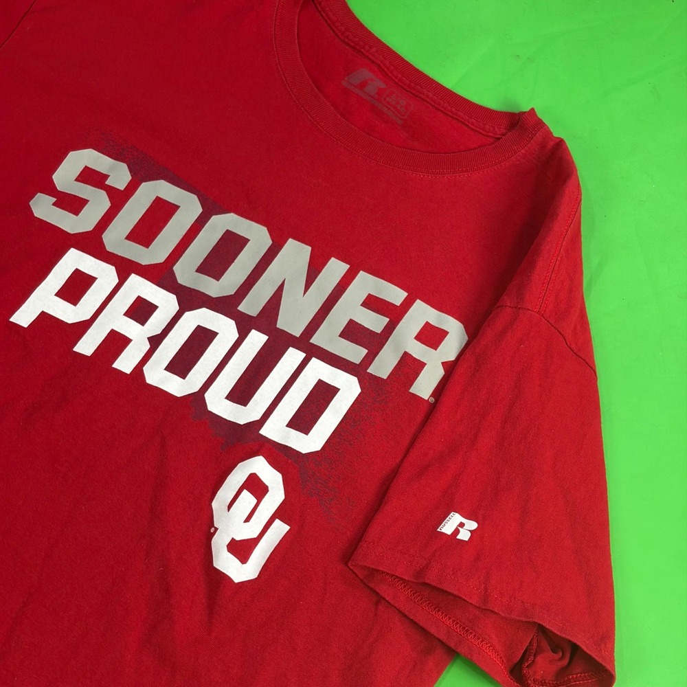 Oklahoma Sooners Proud Russell T-Shirt Mens L Red OU Logo University NCAA Tee